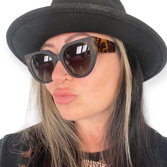 DIFF Ivy Sunglasses Polarized Matte Black Tortoise Frame Grey Gradient Lens NIB - Picture 7 of 14